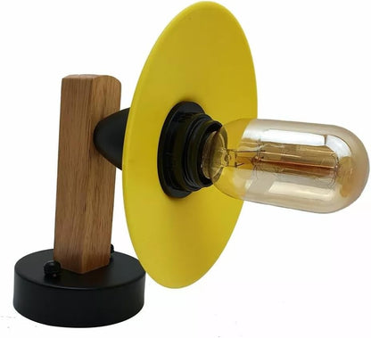 Wood Arm Wall Light with Flat Shade – White or Yellow, E27 - photo 11