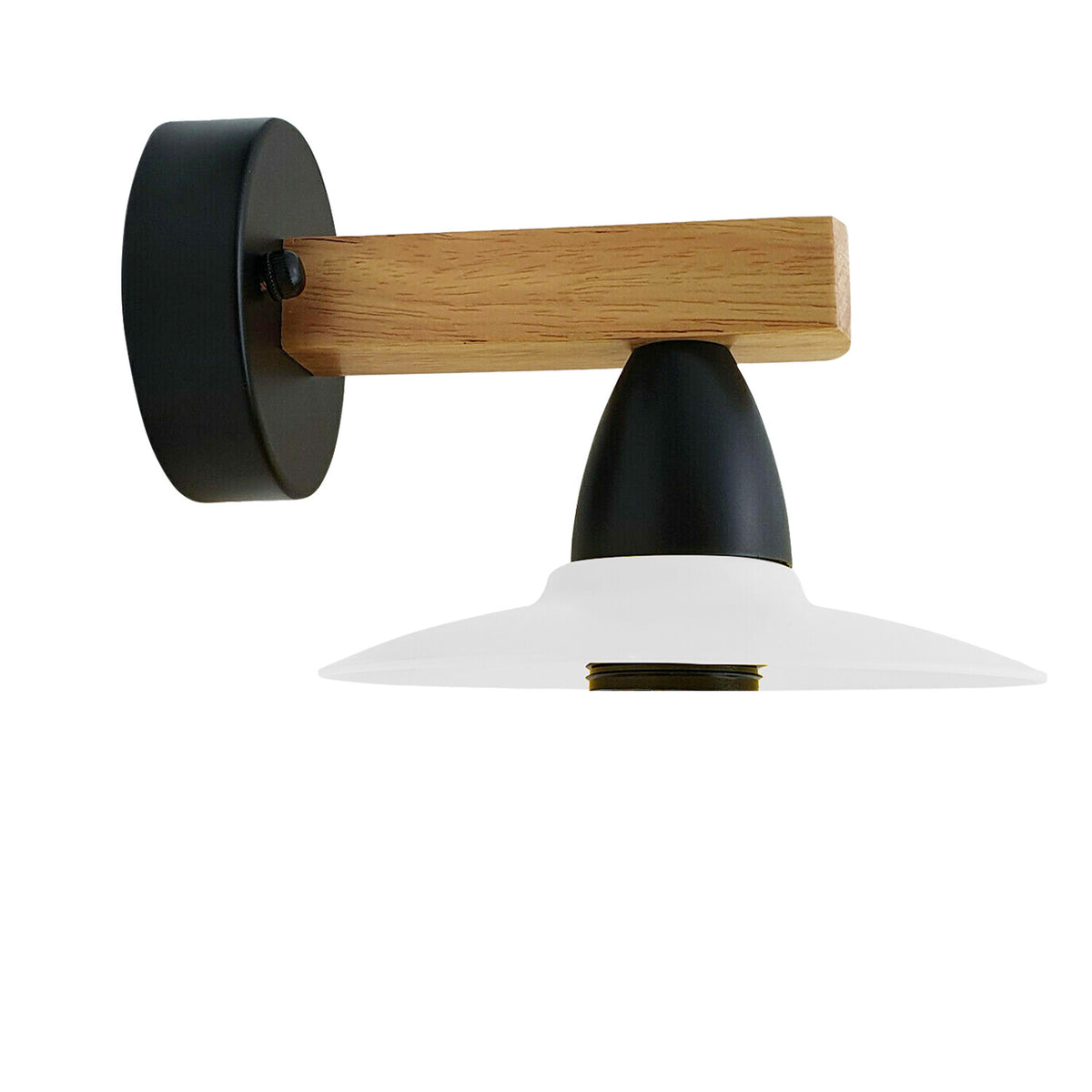 Wood Arm Wall Light with Flat Shade – White or Yellow, E27 - photo 8