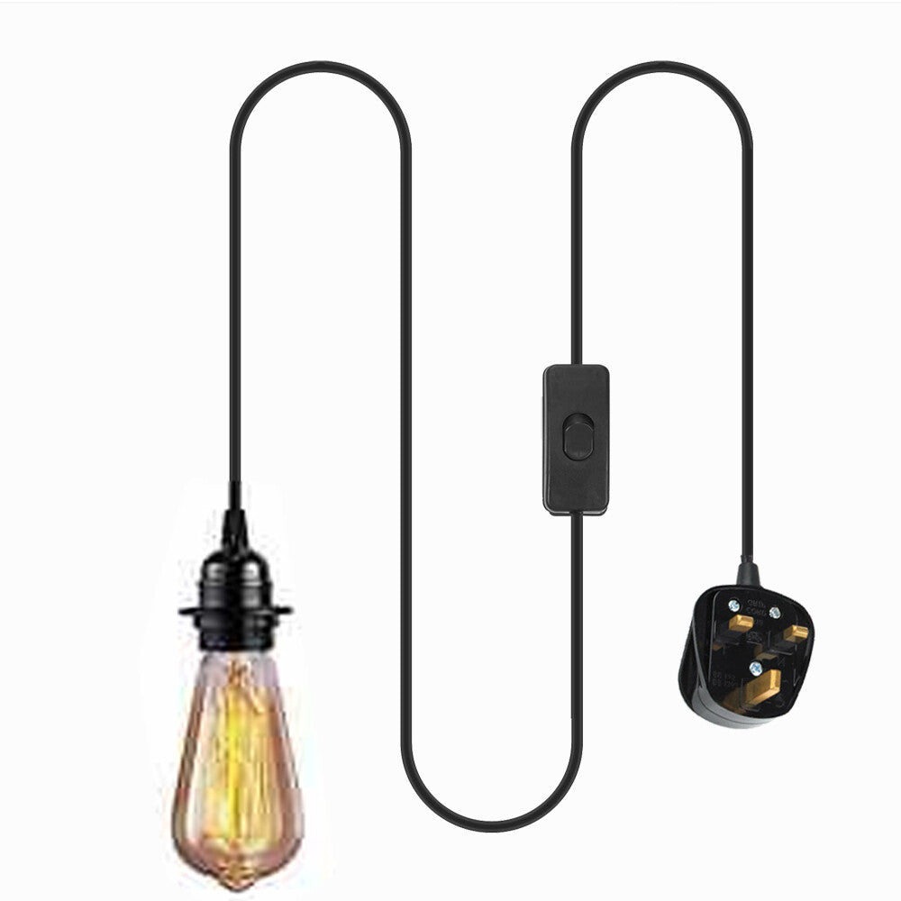Plug-In Lamp Holder Cable – E27, On/Off Switch, 2 m, UK Plug - photo 7