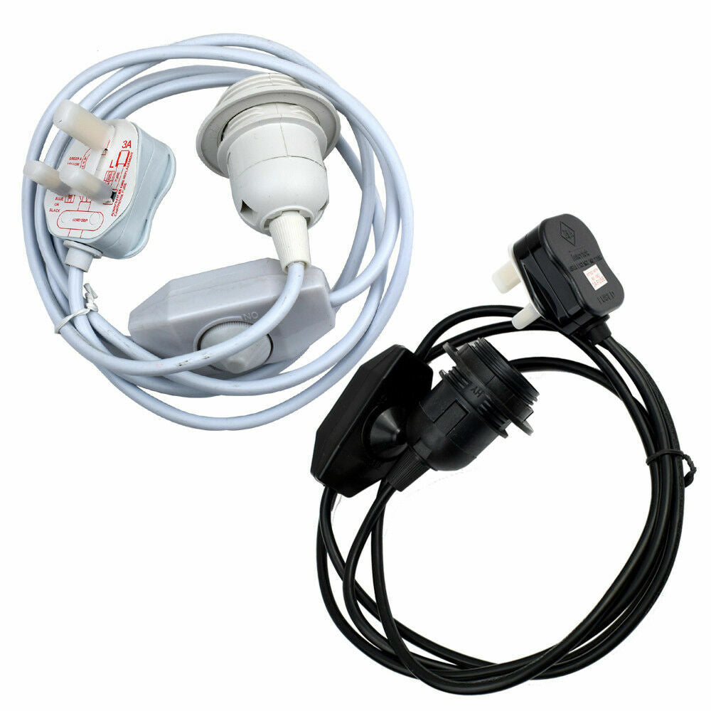 Plug-In Lamp Holder Cable – E27, On/Off Switch, 2 m, UK Plug - photo 2