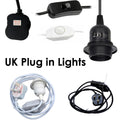 Plug-In Lamp Holder Cable – E27, On/Off Switch, 2 m, UK Plug