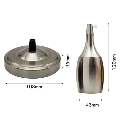 Satin Nickel Pendant Set – Bottle Holder, Grey Fabric Cable 1 to 5 m - photo 9
