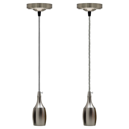 Satin Nickel Pendant Set – Bottle Holder, Grey Fabric Cable 1 to 5 m - photo 11