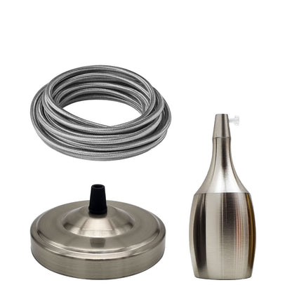 Satin Nickel Pendant Set – Bottle Holder, Grey Fabric Cable 1 to 5 m - photo 12