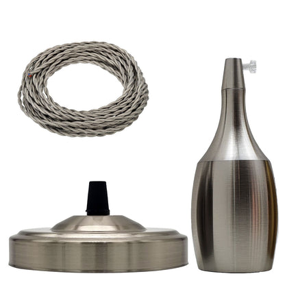 Satin Nickel Pendant Set – Bottle Holder, Grey Fabric Cable 1 to 5 m - photo 13