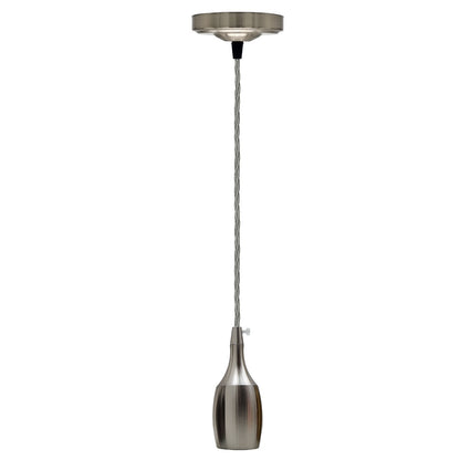 Satin Nickel Pendant Set – Bottle Holder, Grey Fabric Cable 1 to 5 m - photo 2