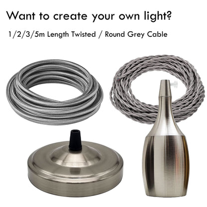 Satin Nickel Pendant Set – Bottle Holder, Grey Fabric Cable 1 to 5 m