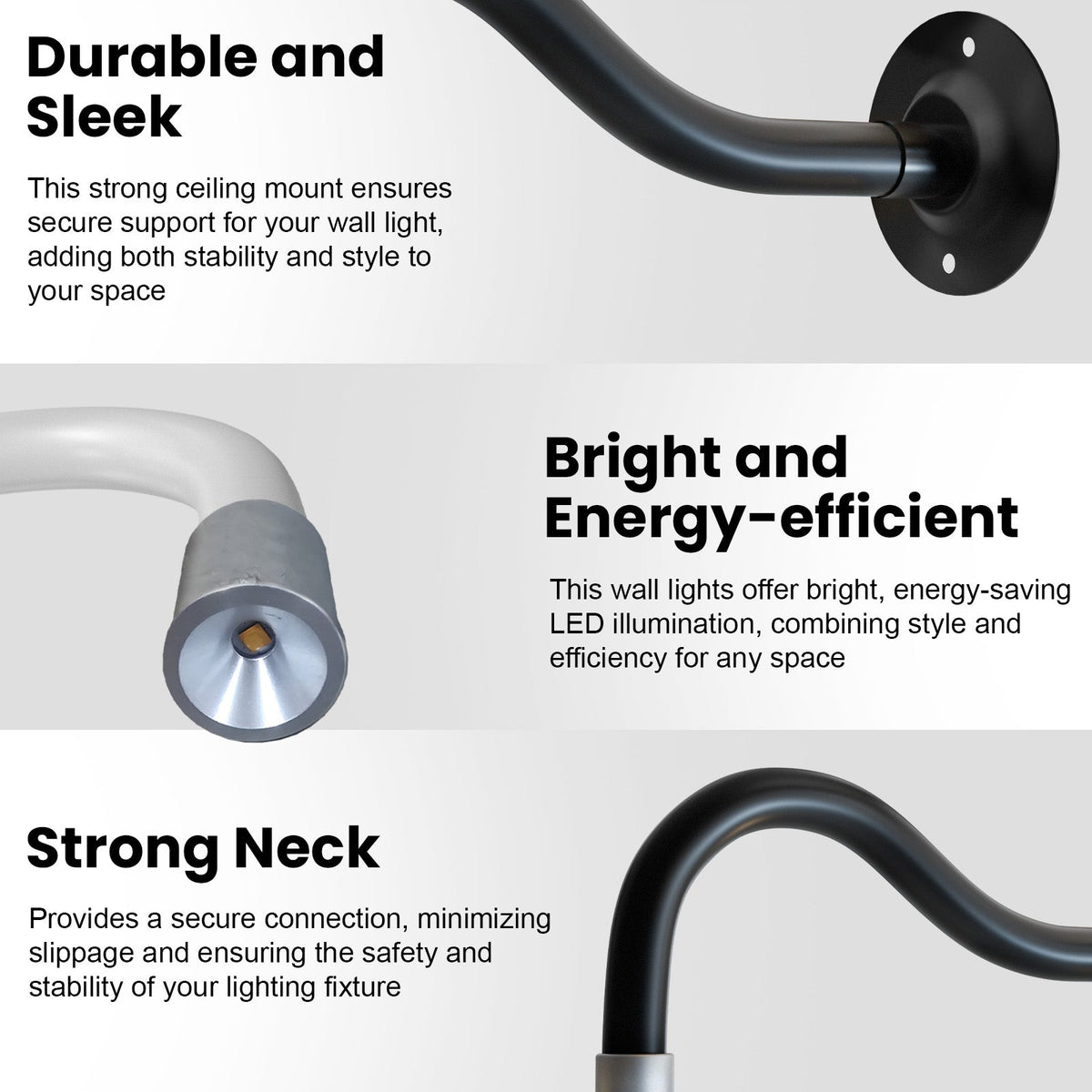 Gooseneck LED Wall Light – Black or White, Cool White - photo 4