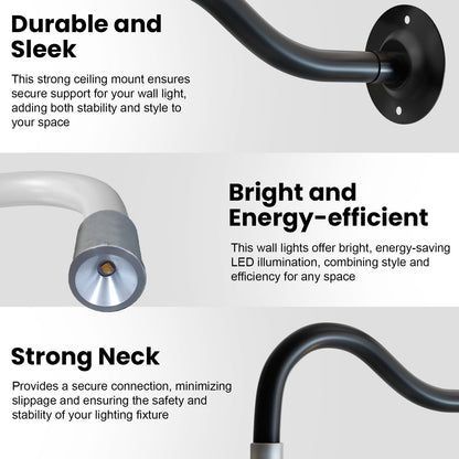 Gooseneck LED Wall Light – Black or White, Cool White - photo 4
