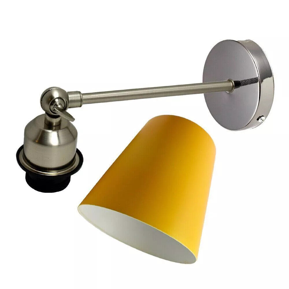Long Swivel Arm Wall Light with Shade – Copper, Green Brass, Rose Gold, Satin Nickel - photo 2