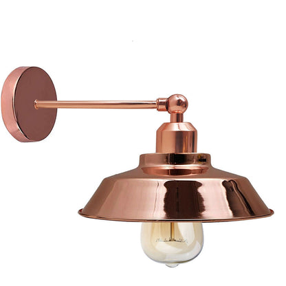 Long Swivel Arm Wall Light with Shade – Copper, Green Brass, Rose Gold, Satin Nickel - Rose Gold, Vintage Dome 22 cm Rose Gold, Without Bulb