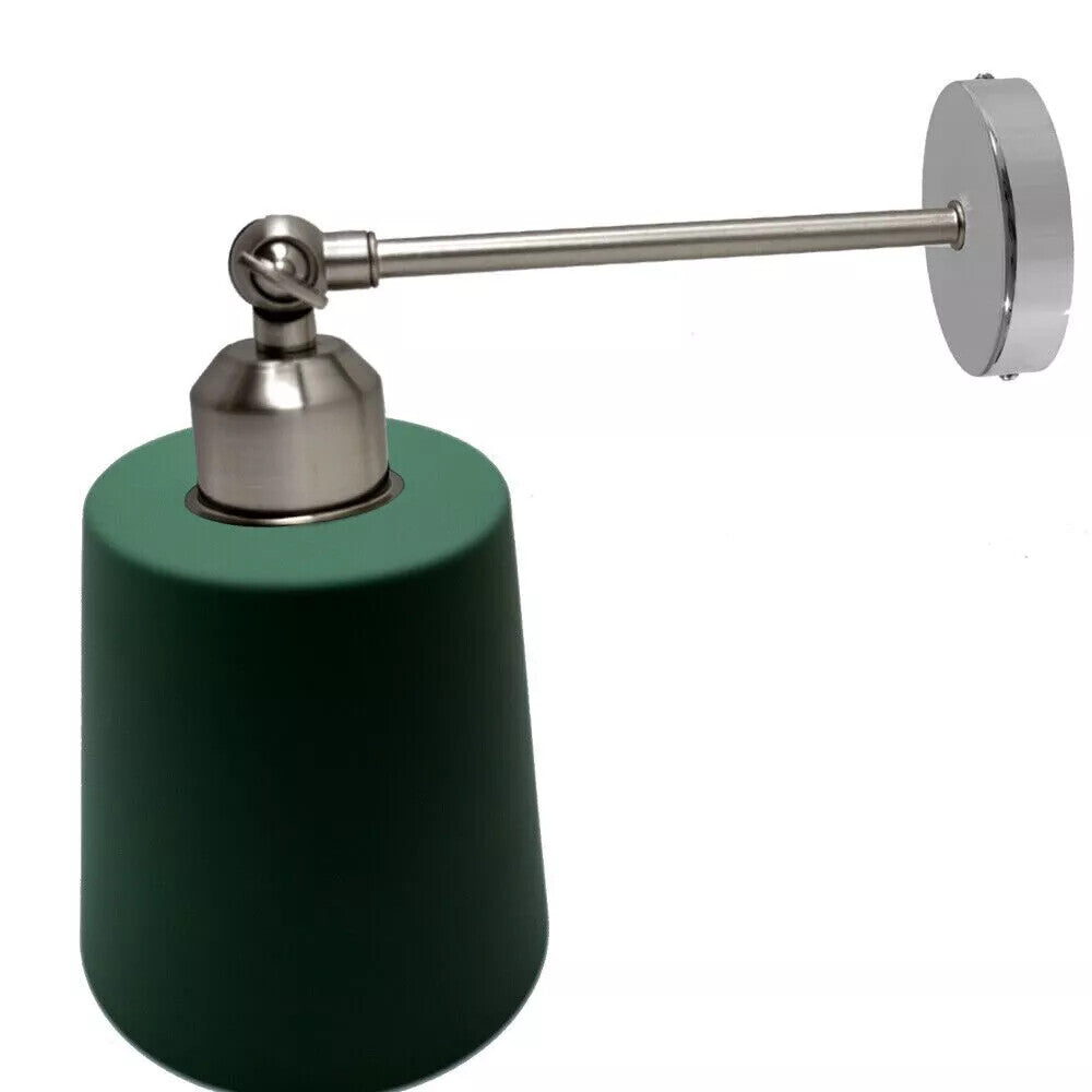 Long Swivel Arm Wall Light with Shade – Copper, Green Brass, Rose Gold, Satin Nickel - Satin Nickel, Retro Small 15 cm Green, Without Bulb
