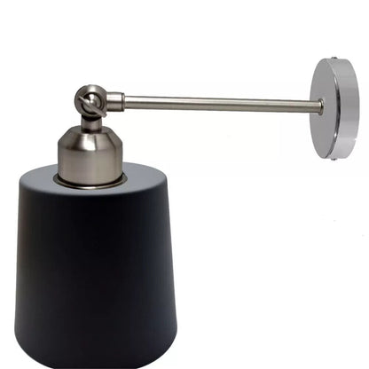 Long Swivel Arm Wall Light with Shade – Copper, Green Brass, Rose Gold, Satin Nickel - Satin Nickel, Retro Small 15 cm Grey, Without Bulb