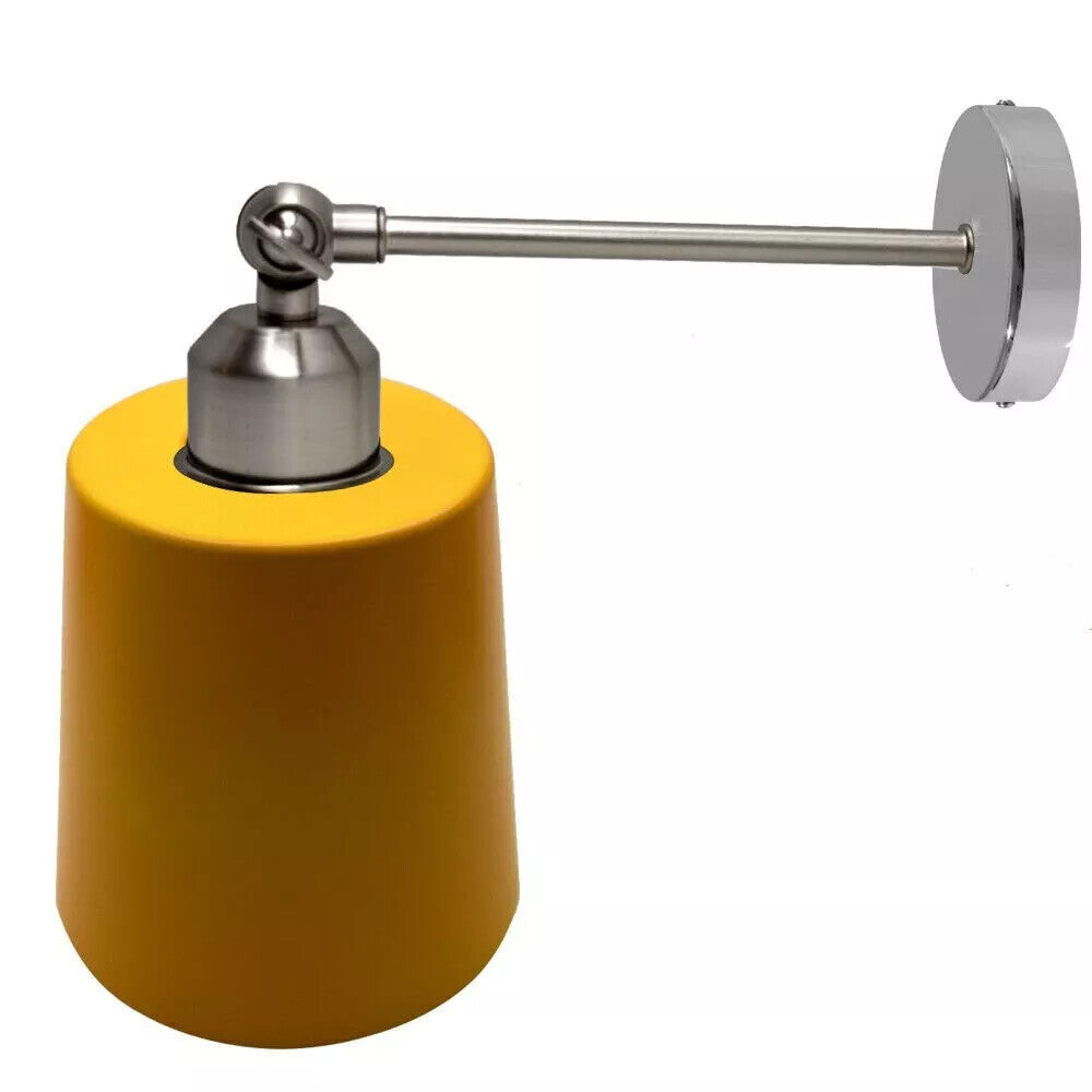 Long Swivel Arm Wall Light with Shade – Copper, Green Brass, Rose Gold, Satin Nickel - Satin Nickel, Retro Small 15 cm Yellow, Without Bulb