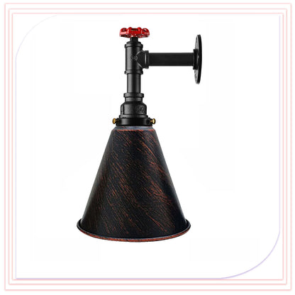 Long Arm Water Pipe Wall Light with Red Valve & Shade – E27 - photo 2