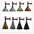Long Arm Water Pipe Wall Light with Red Valve & Shade – E27