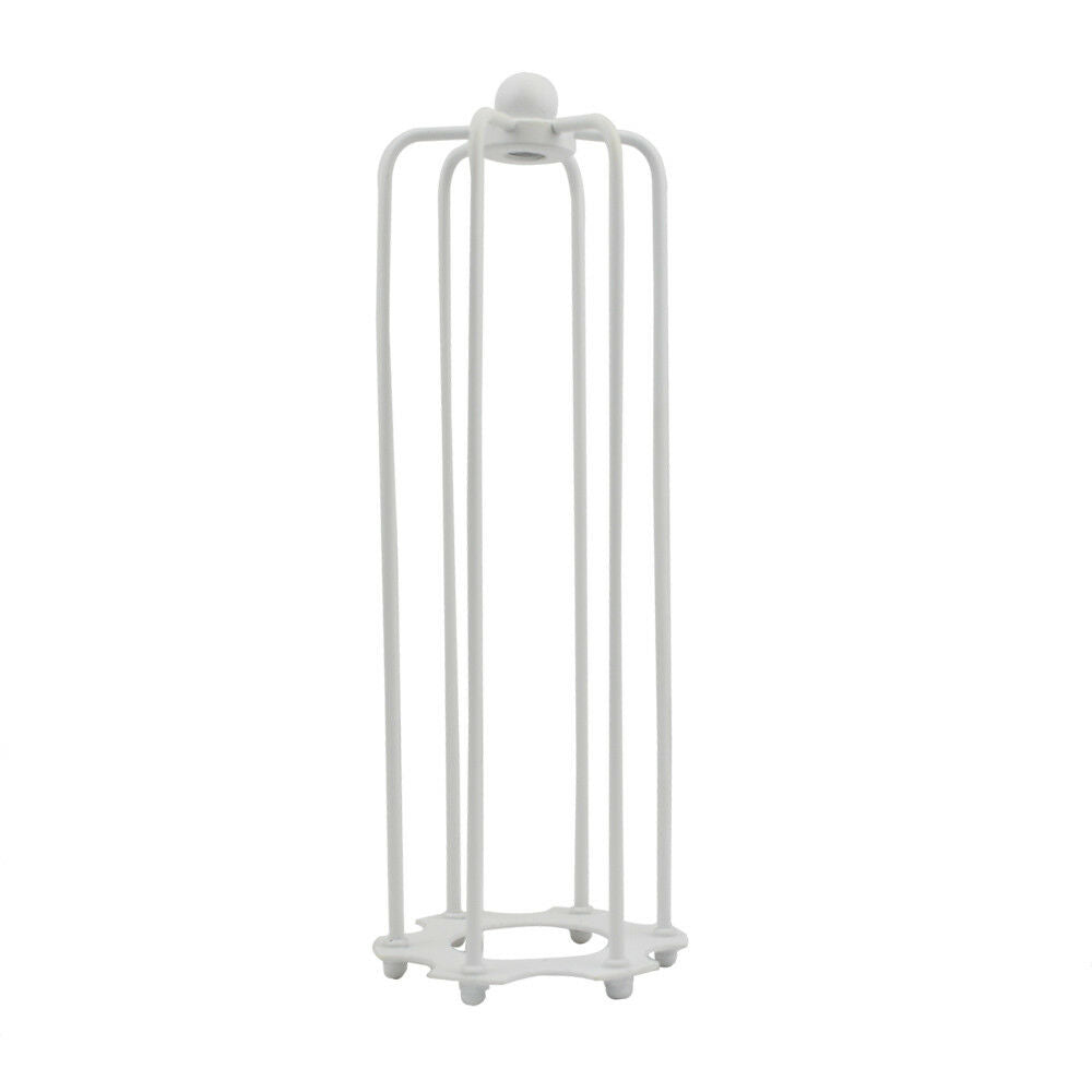 Long Tube Cage Lamp Shade 23 cm – Easy Fit, 10 Colours - White, with Reducer Ring, Single