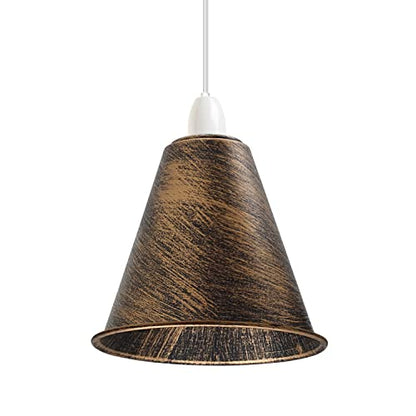 Long Cone Lamp Shade 18 cm – Easy Fit, 4 Industrial Finishes - Brushed Copper, 18 cm with Reducer Ring, Single