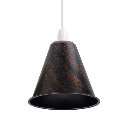 Long Cone Lamp Shade 18 cm – Easy Fit, 4 Industrial Finishes - Rustic Red, 18 cm with Reducer Ring, Single