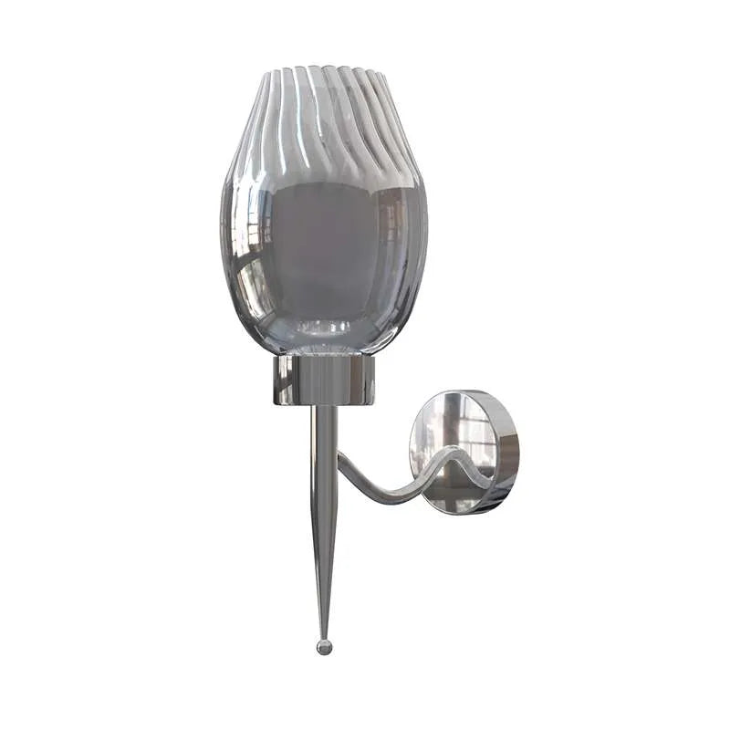 Lotus Smoked Glass Wall Light – Chrome, E27 - Chrome, No Shade, Without Bulb