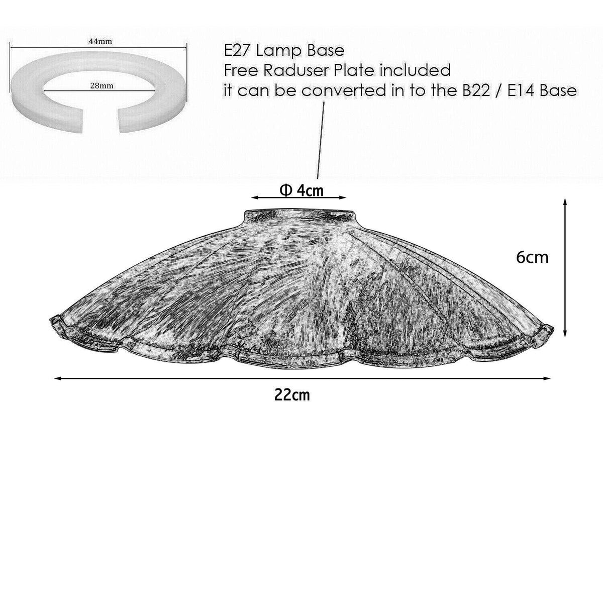 Scalloped Umbrella Lamp Shade 22 cm – Easy Fit, 5 Finishes - photo 2