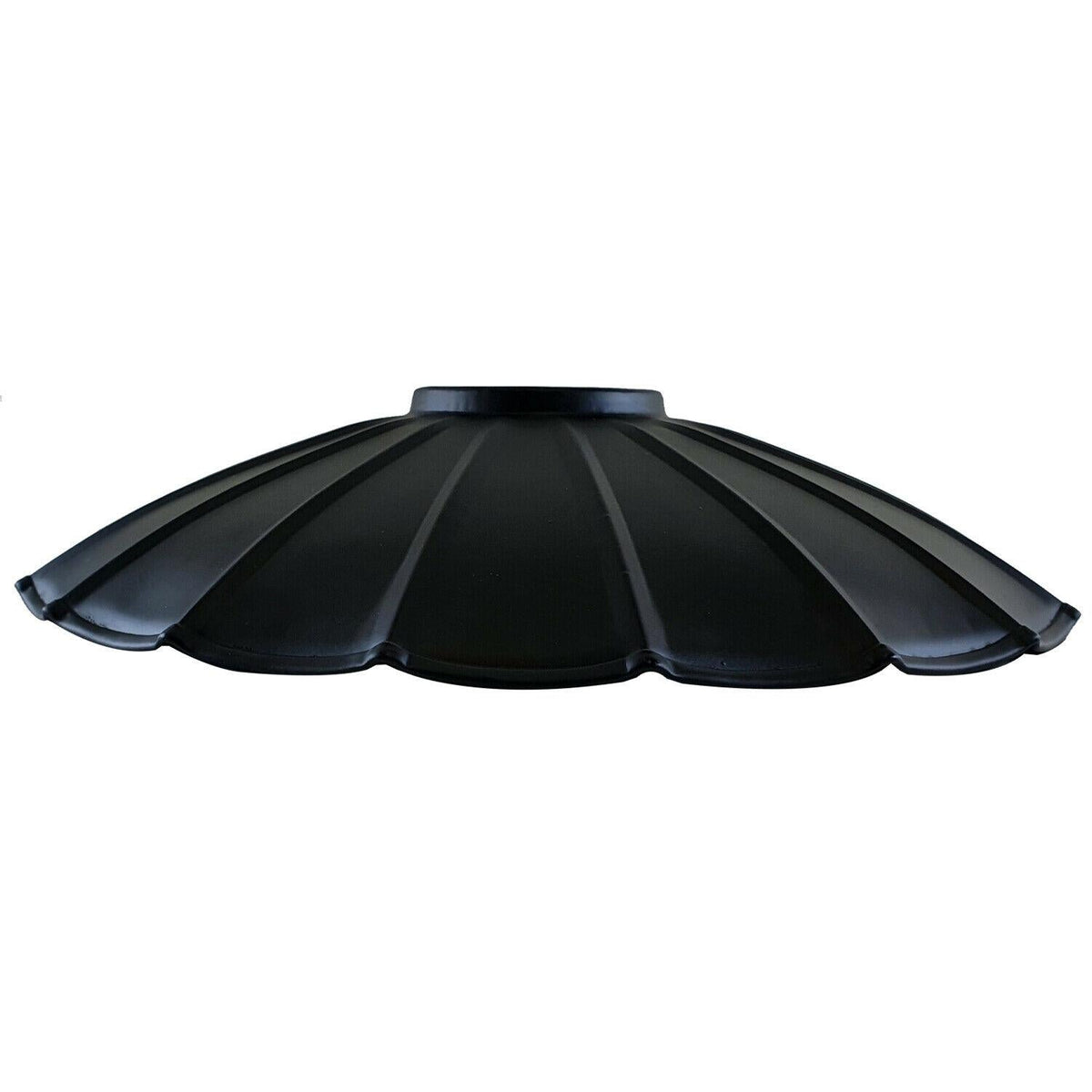 Scalloped Umbrella Lamp Shade 22 cm – Easy Fit, 5 Finishes - 22 cm with Reducer Ring, Black, Single