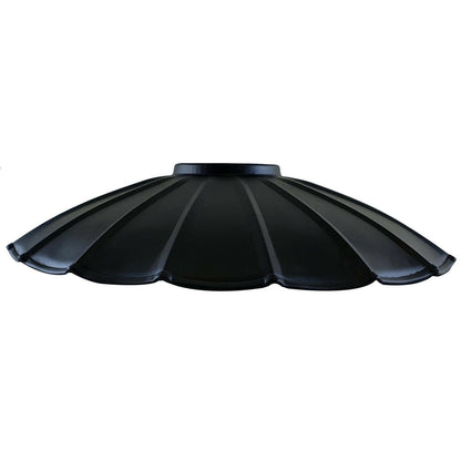 Scalloped Umbrella Lamp Shade 22 cm – Easy Fit, 5 Finishes - 22 cm with Reducer Ring, Black, Single