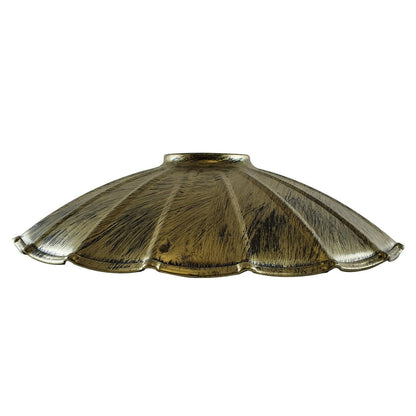 Scalloped Umbrella Lamp Shade 22 cm – Easy Fit, 5 Finishes - 22 cm with Reducer Ring, Brushed Brass, Single