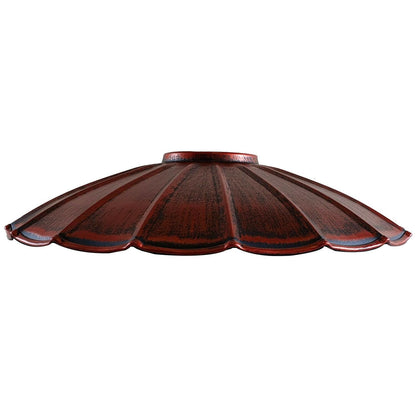 Scalloped Umbrella Lamp Shade 22 cm – Easy Fit, 5 Finishes - 22 cm with Reducer Ring, Rustic Red, Single
