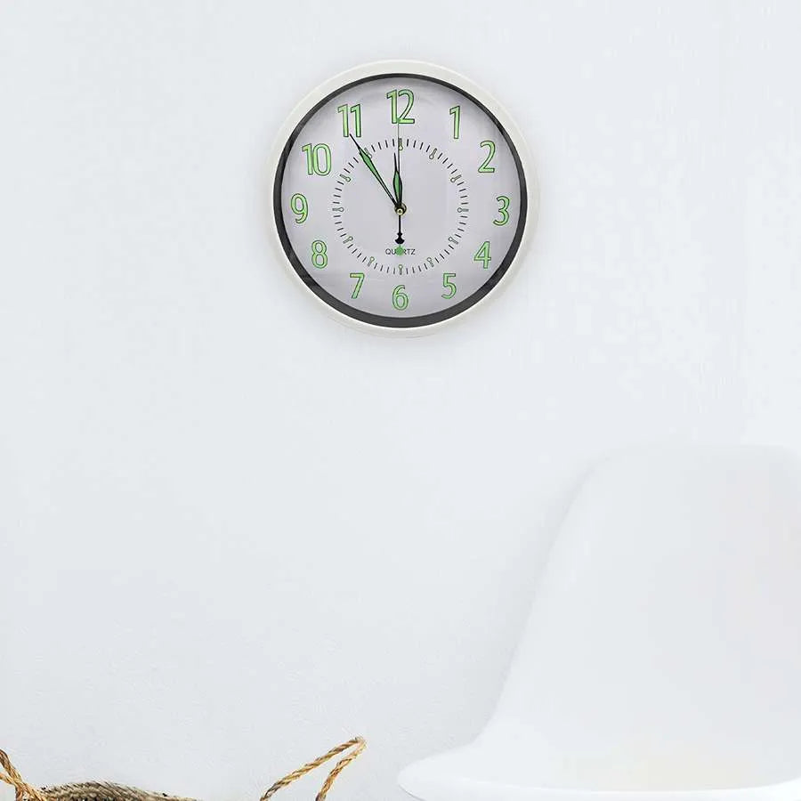 Glow in the Dark Wall Clock – 30 cm, White Frame, Luminous Numbers - photo 8