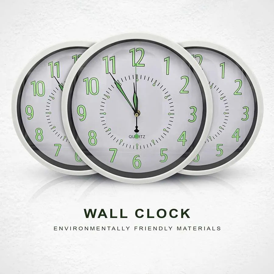 Glow in the Dark Wall Clock – 30 cm, White Frame, Luminous Numbers - photo 3
