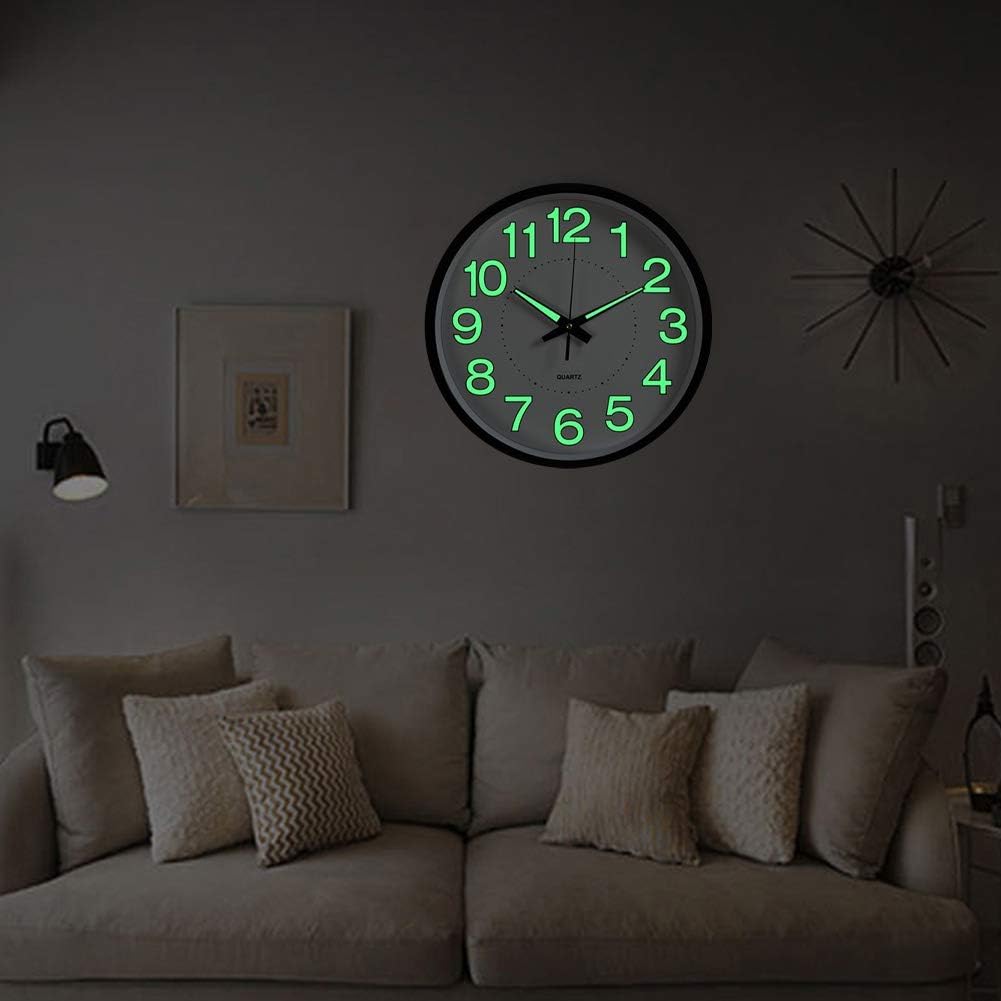 Glow in the Dark Wall Clock – 30 cm, White Frame, Luminous Numbers - photo 4
