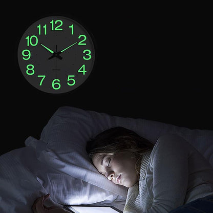 Glow in the Dark Wall Clock – 30 cm, White Frame, Luminous Numbers - photo 5