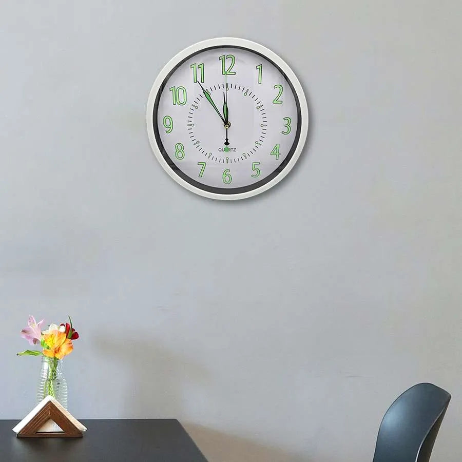 Glow in the Dark Wall Clock – 30 cm, White Frame, Luminous Numbers - photo 6