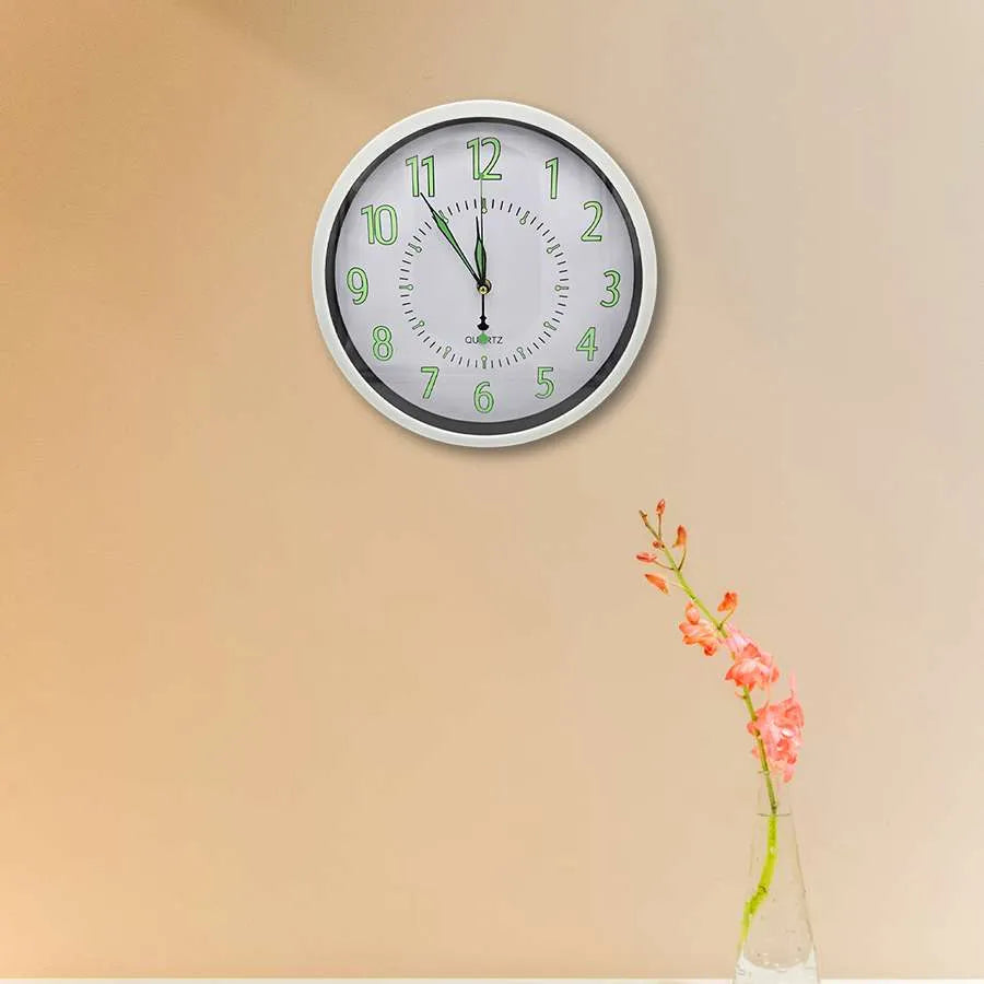 Glow in the Dark Wall Clock – 30 cm, White Frame, Luminous Numbers - photo 7