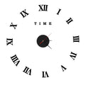 3D DIY Roman Numeral Wall Clock – Frameless, Up to 100 cm, Black or Gold - Black