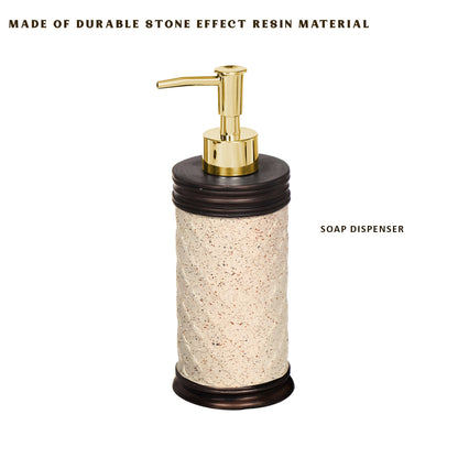Stone-Effect Resin Bathroom Set – Lattice Pattern, Bronze Trim, 3 Pieces - photo 5