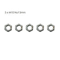 M10 Hexagon Nut – Aluminium, 5 mm, Pack of 5