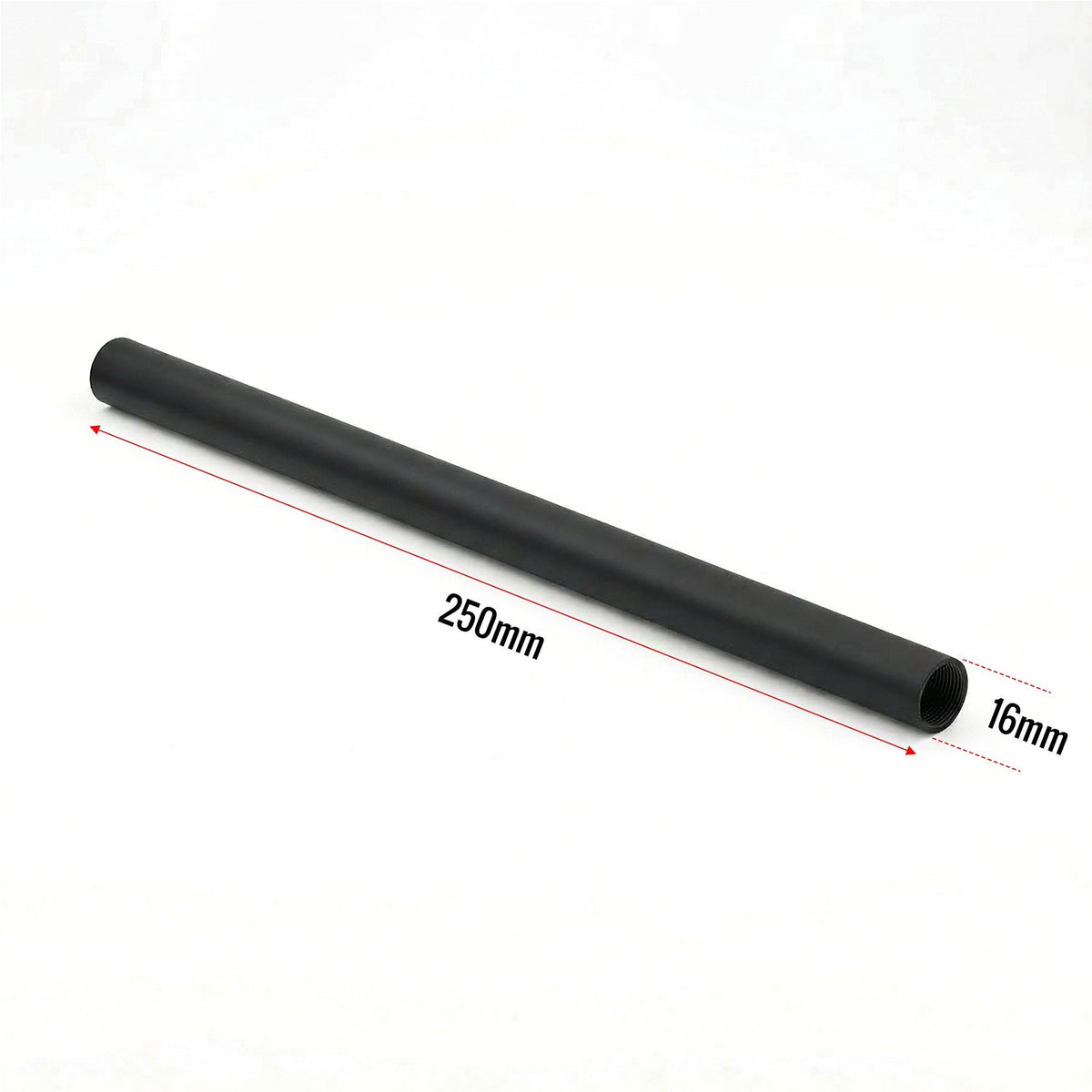 M16 Female Threaded Hollow Lamp Pipe 250mm - Black