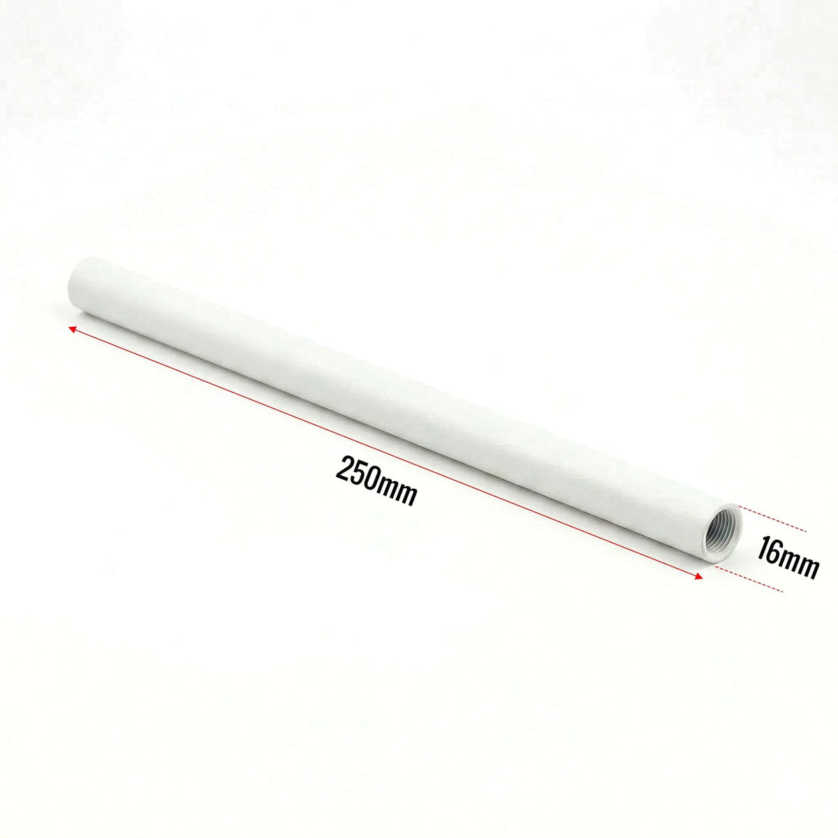 M16 Female Threaded Hollow Lamp Pipe 250mm - White