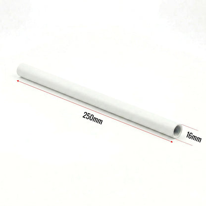 M16 Female Threaded Hollow Lamp Pipe 250mm - White