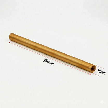 M16 Female Threaded Hollow Lamp Pipe 250mm - Yellow Brass