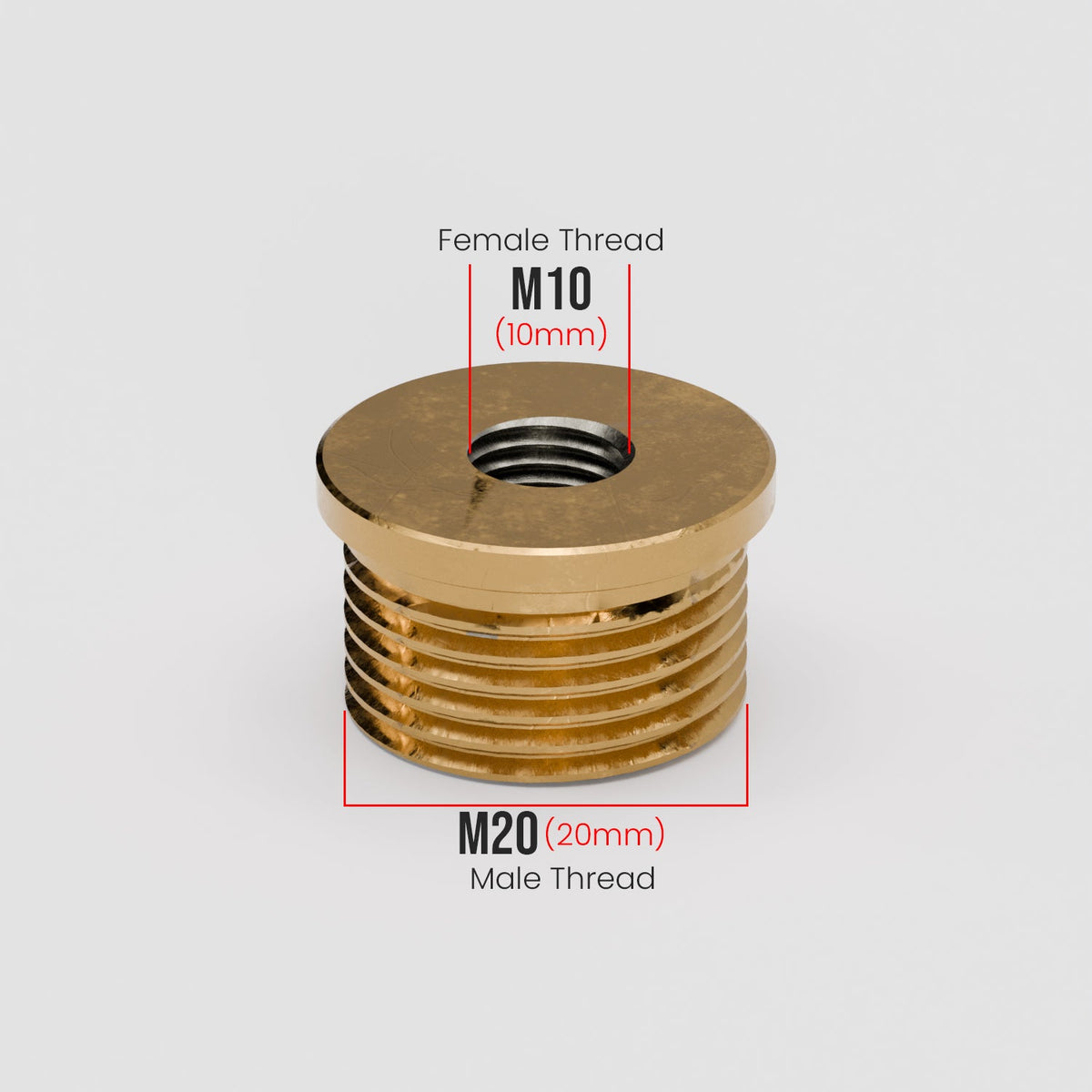 M20 Male to M10 Female Reducing Bush - French Gold