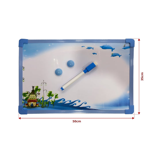 Kids' Double-Sided Whiteboard – Picture Chart on the Back, 4 Sizes