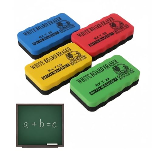 Magnetic Whiteboard Erasers – Felt Pad, Packs of 2, 3 or 4 - Assorted, Pack of 4