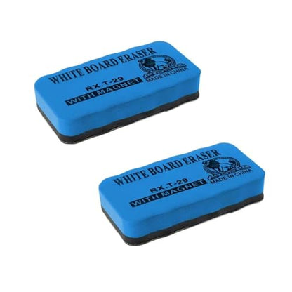 Magnetic Whiteboard Erasers – Felt Pad, Packs of 2, 3 or 4 - Blue, Pack of 2