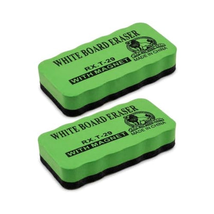 Magnetic Whiteboard Erasers – Felt Pad, Packs of 2, 3 or 4 - Green, Pack of 2