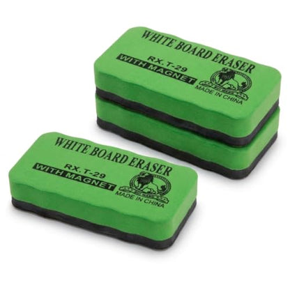 Magnetic Whiteboard Erasers – Felt Pad, Packs of 2, 3 or 4 - Green, Pack of 3
