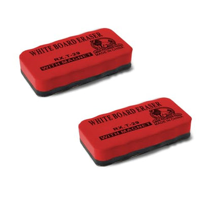 Magnetic Whiteboard Erasers – Felt Pad, Packs of 2, 3 or 4 - Red, Pack of 2