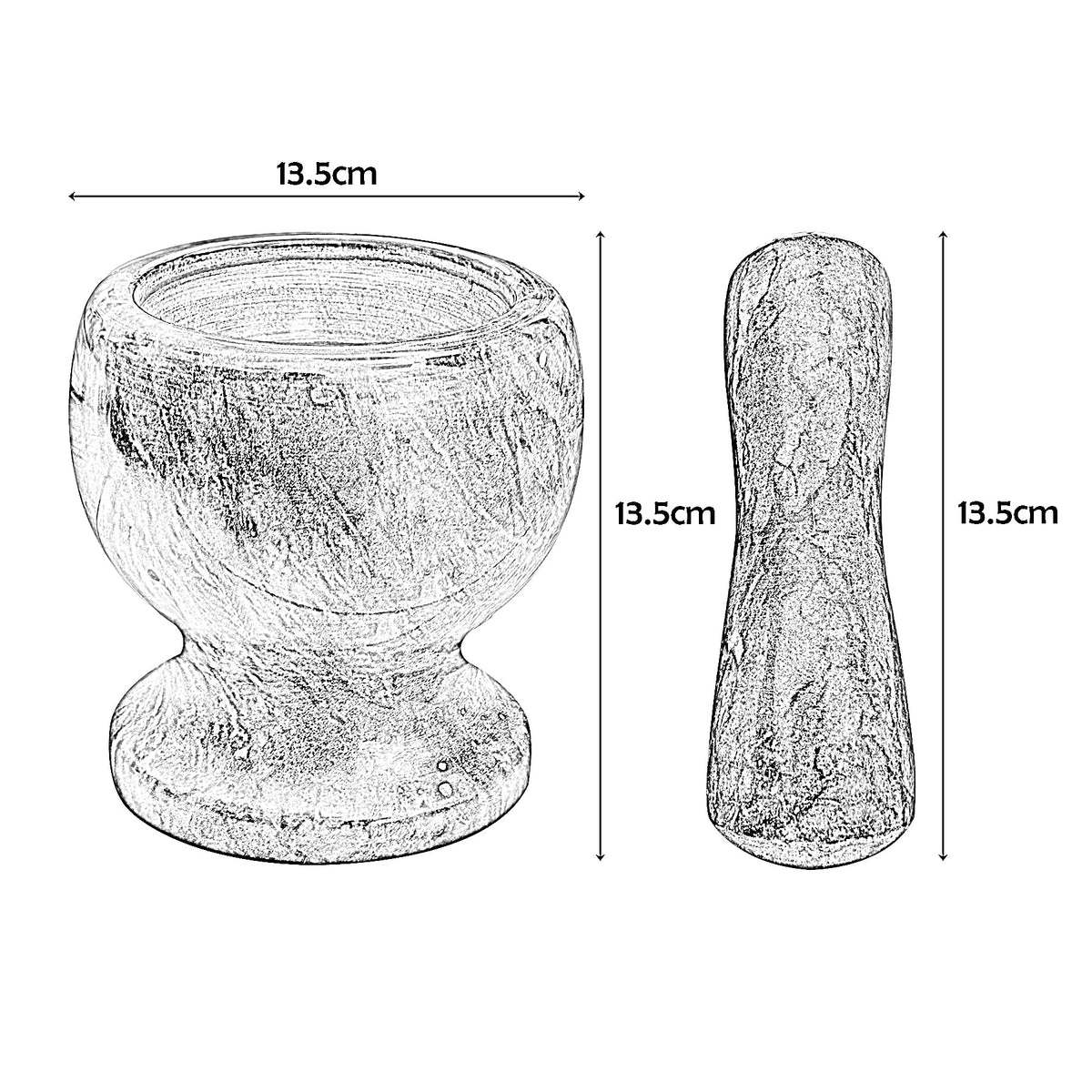 Marble Pestle and Mortar – Black or Grey, 13.5 cm Footed Bowl - photo 3
